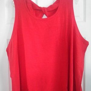 Cute Denim & Co Red Slub Knit Tank w Twist Back 5X-NWT